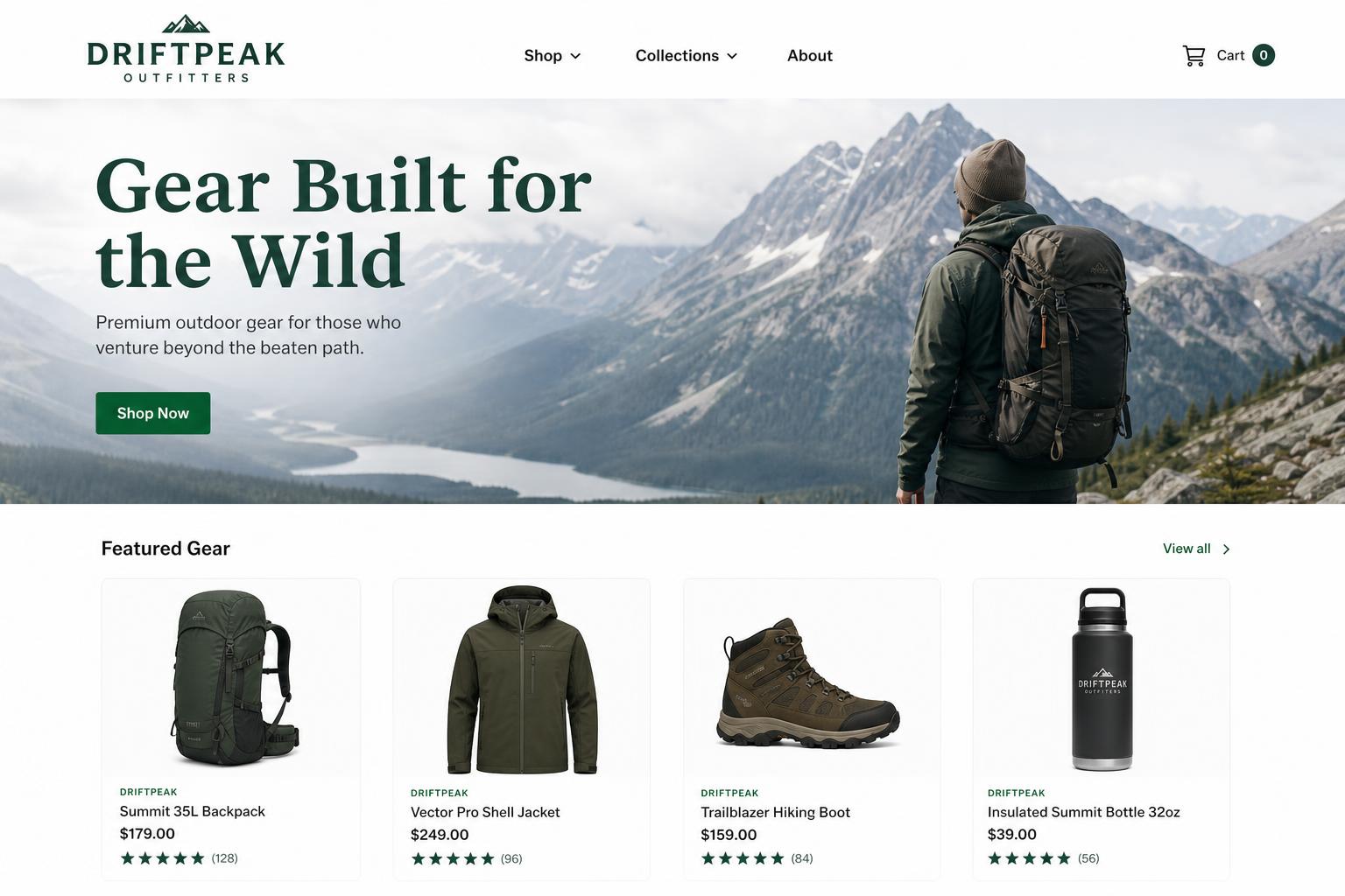 Driftpeak Outfitters website preview
